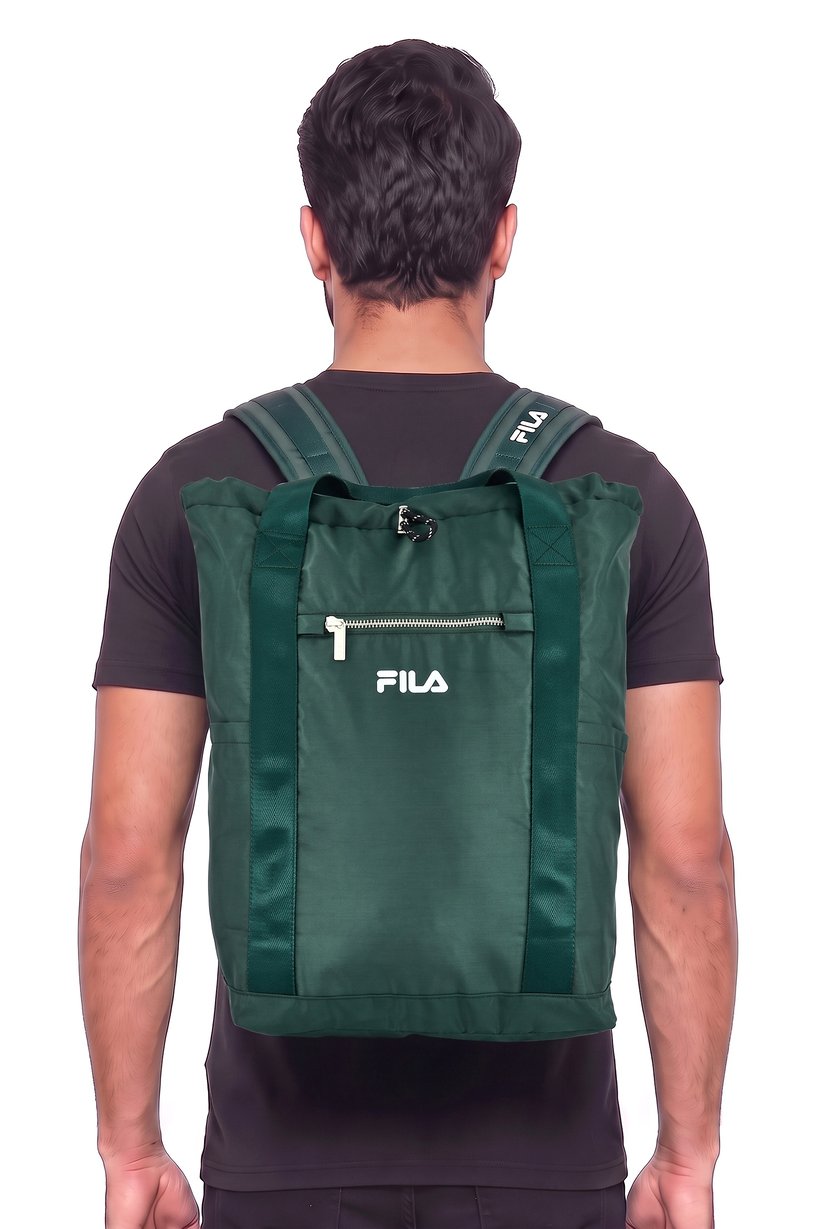 Men Brand Logo Backpack, Dark Green