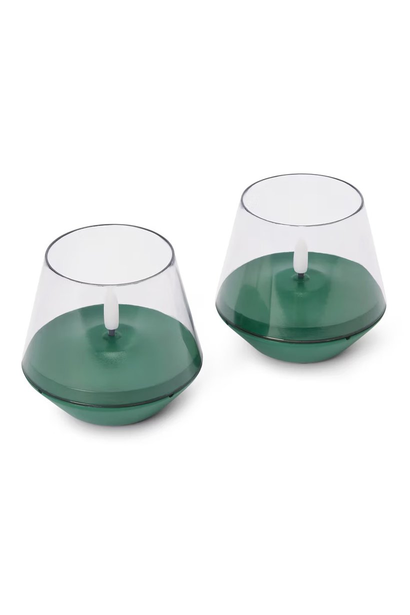 2 LED Outdoor Candles, Green