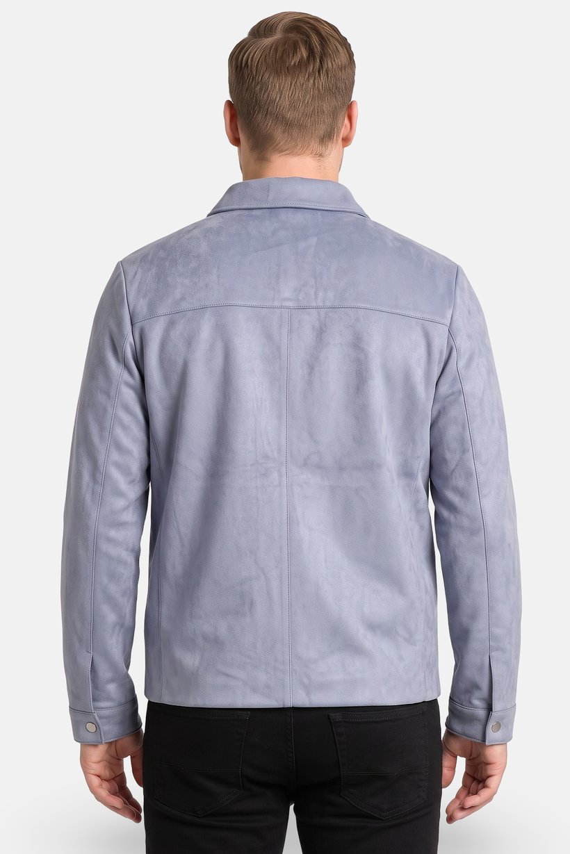 Men Solid Jacket Shirt, Slate Blue