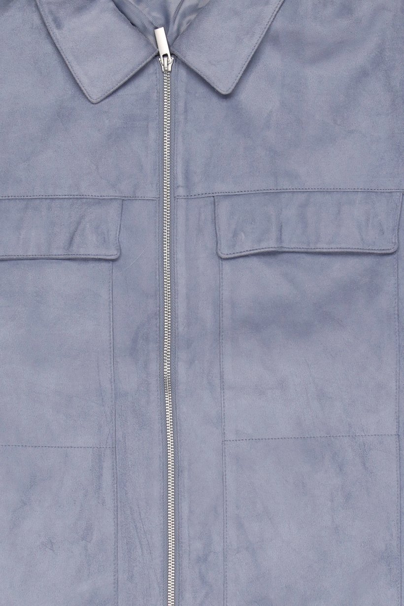 Men Solid Jacket Shirt, Slate Blue