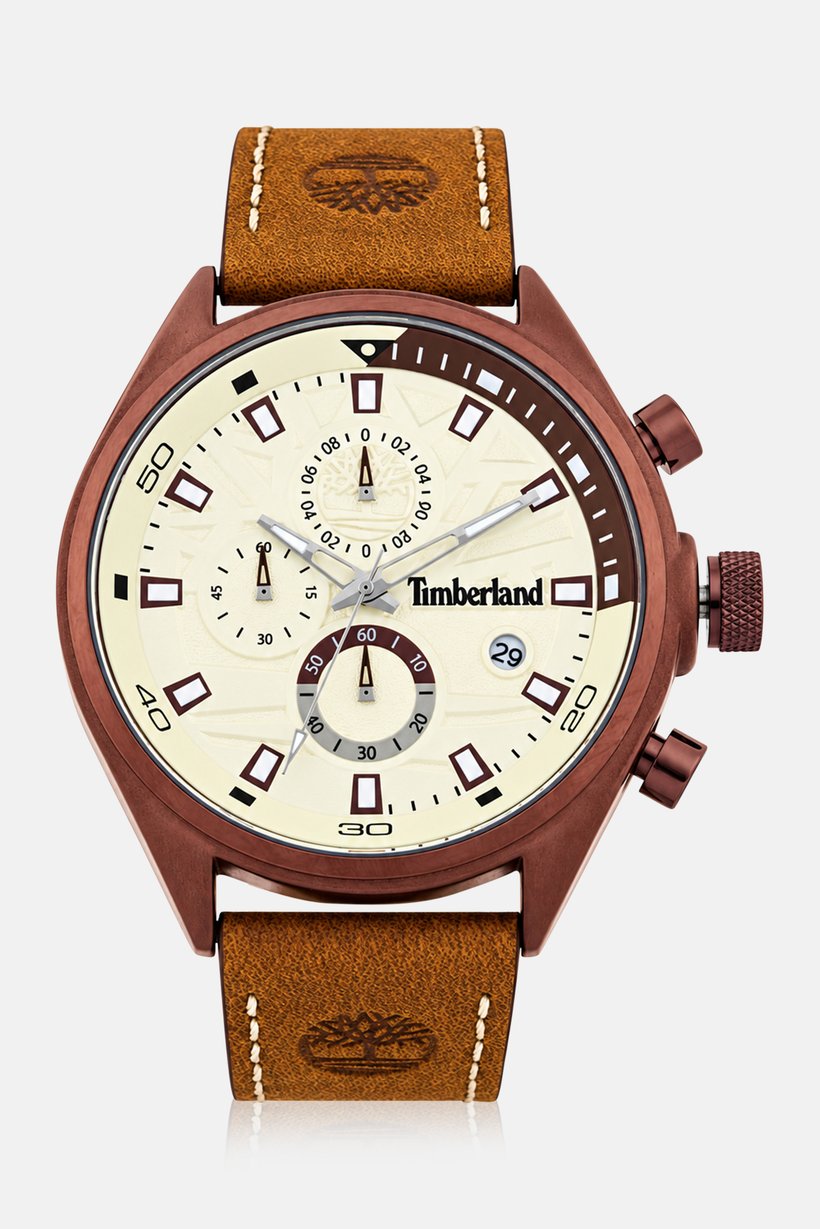 Men TDWGC9000405 Quartz Leather Watch 46 mm, Brown