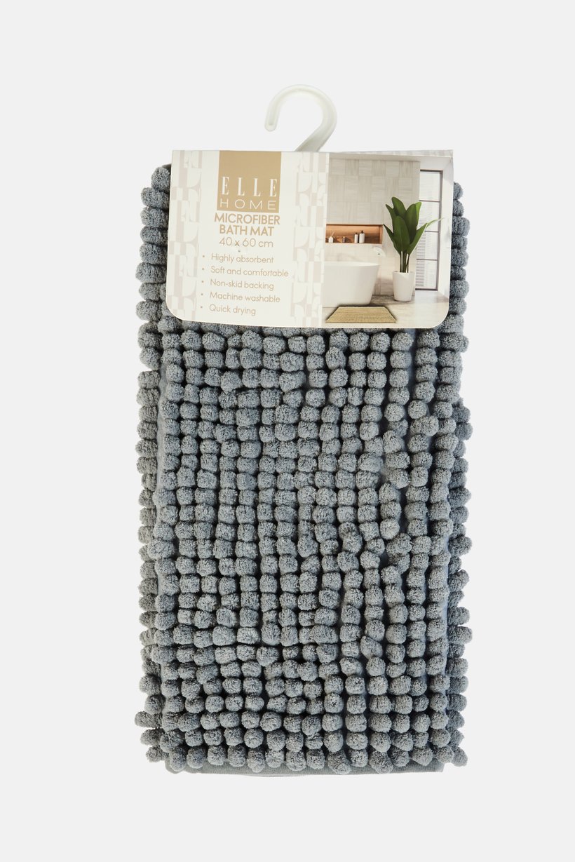 Microfiber Textured Bath Mat, Dark Grey