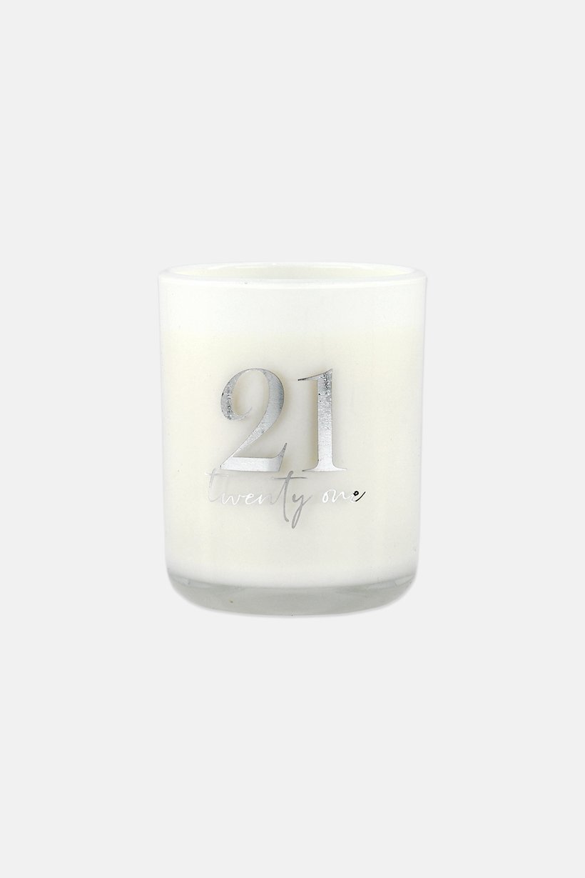 Milestones Age 21 Champagne Scented Soy Wax Candle, White