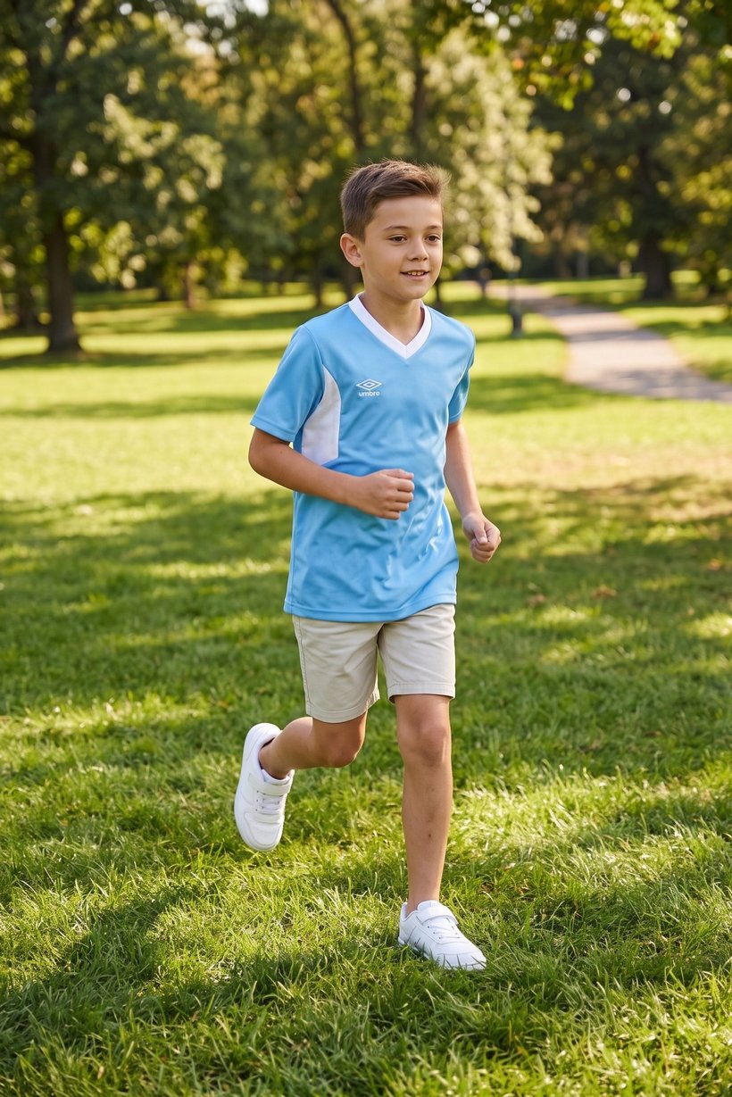 Kids Boy Sportswear Fit Short Sleeve Training Jersey, Light Blue
