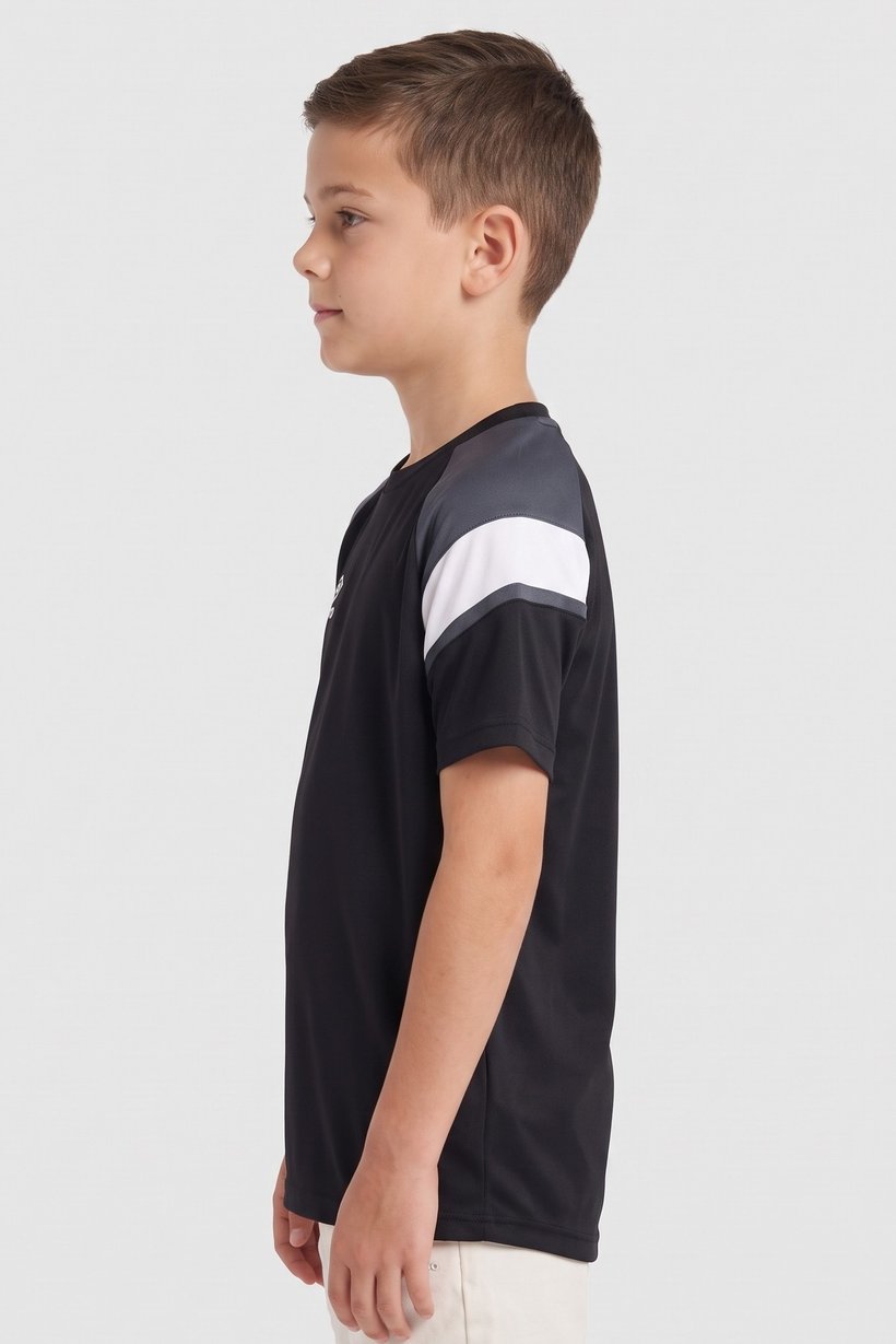 Kids Boy Sportswear Fit Short Sleeve Running T-Shirt, Black