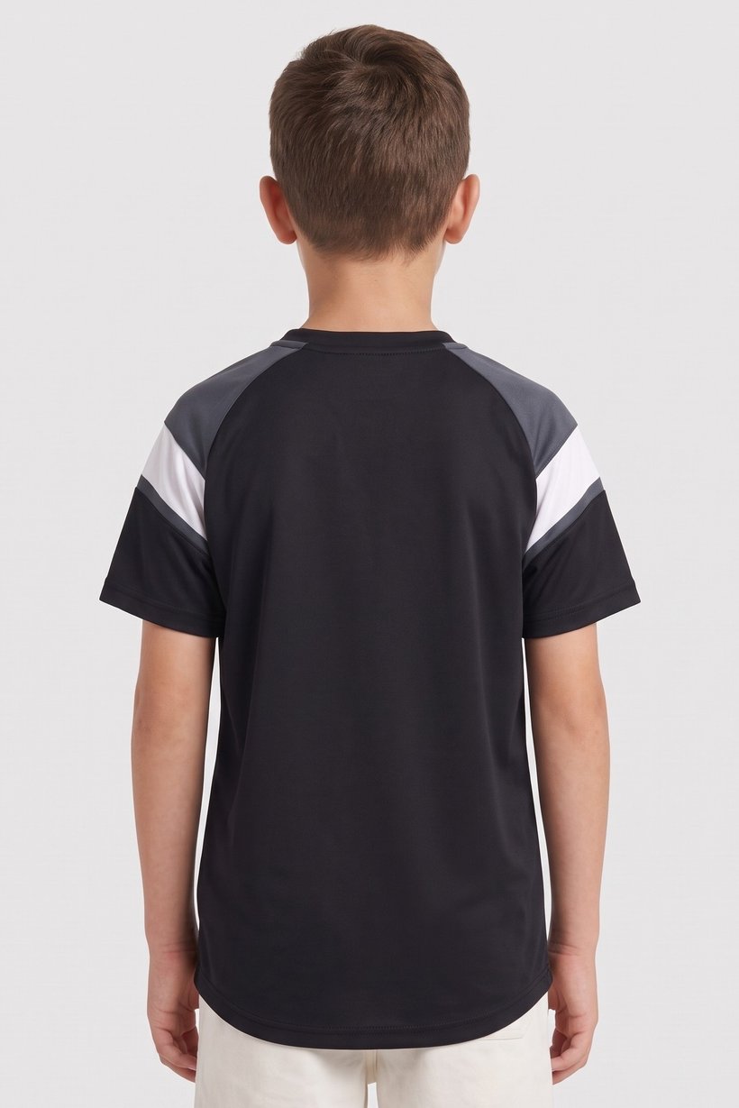Kids Boy Sportswear Fit Short Sleeve Running T-Shirt, Black