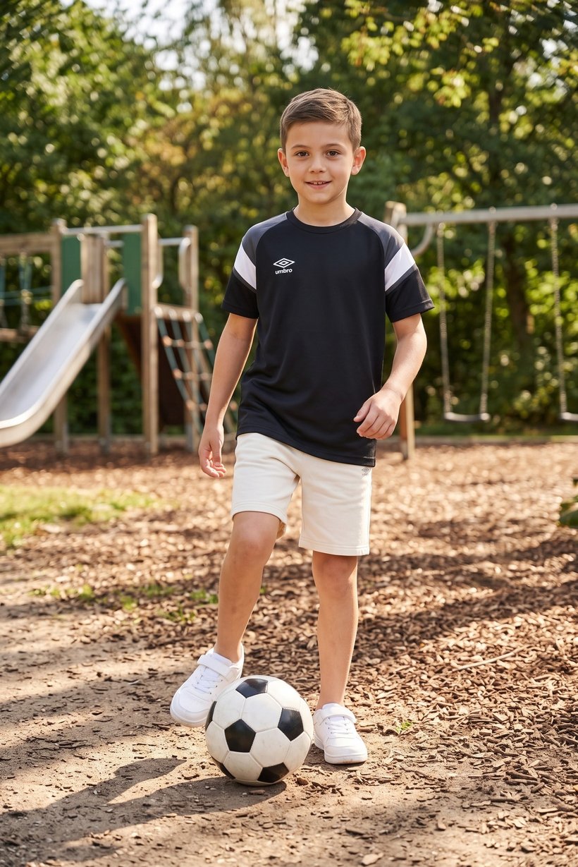 Kids Boy Sportswear Fit Short Sleeve Running T-Shirt, Black