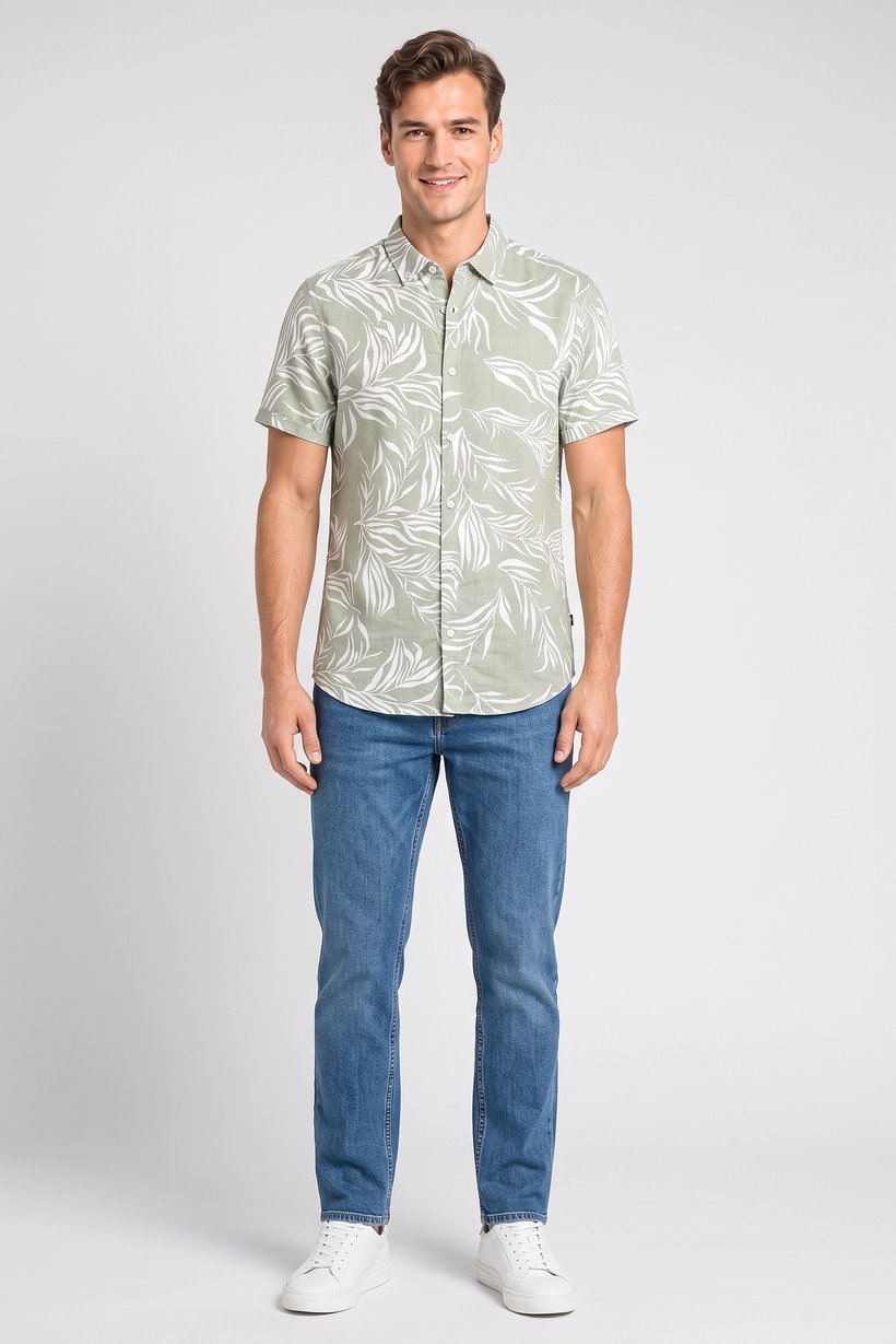 Men Regular Fit Allover Print Short Sleeve Casual Shirt, Multicolor