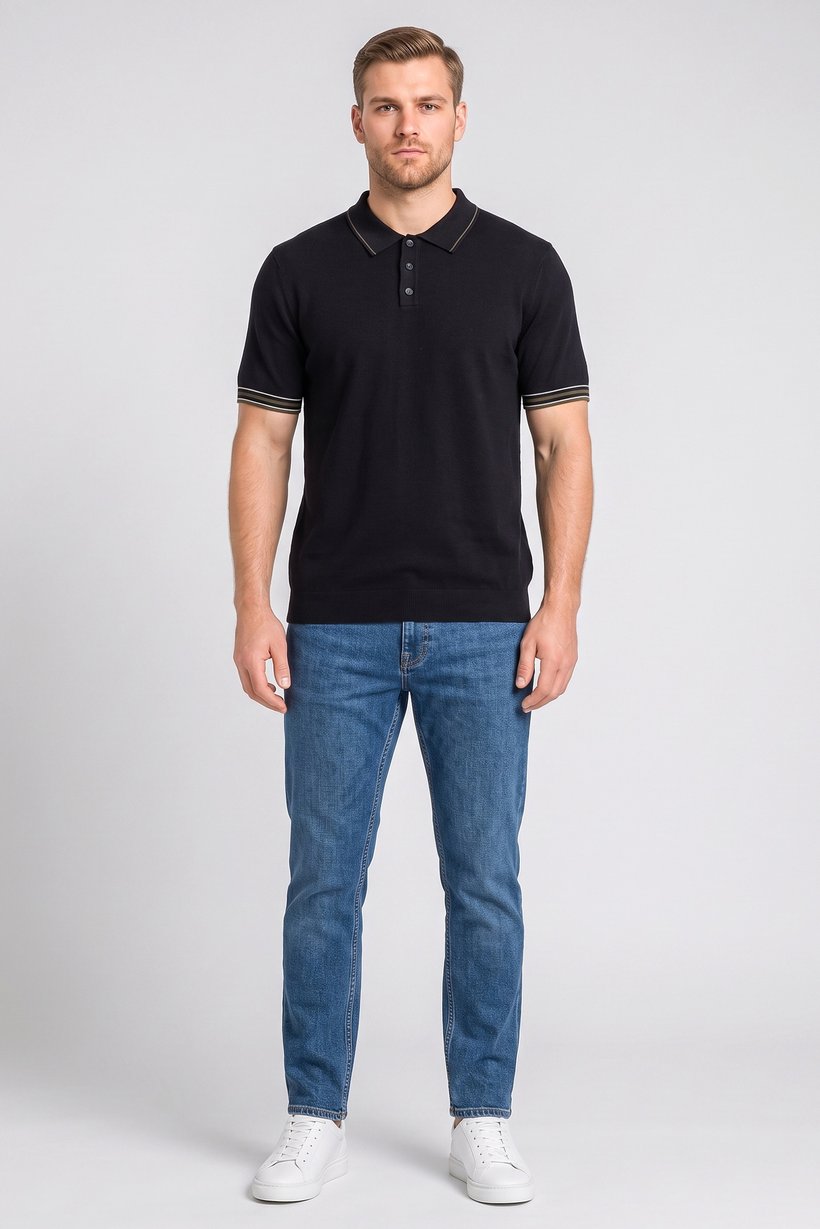 Men Regular Fit Solid Short Sleeve Polo Shirt, Navy