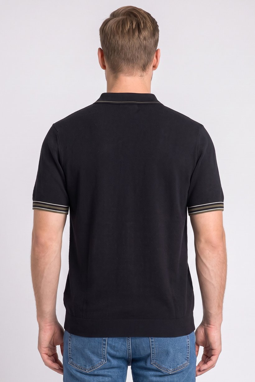 Men Regular Fit Solid Short Sleeve Polo Shirt, Navy
