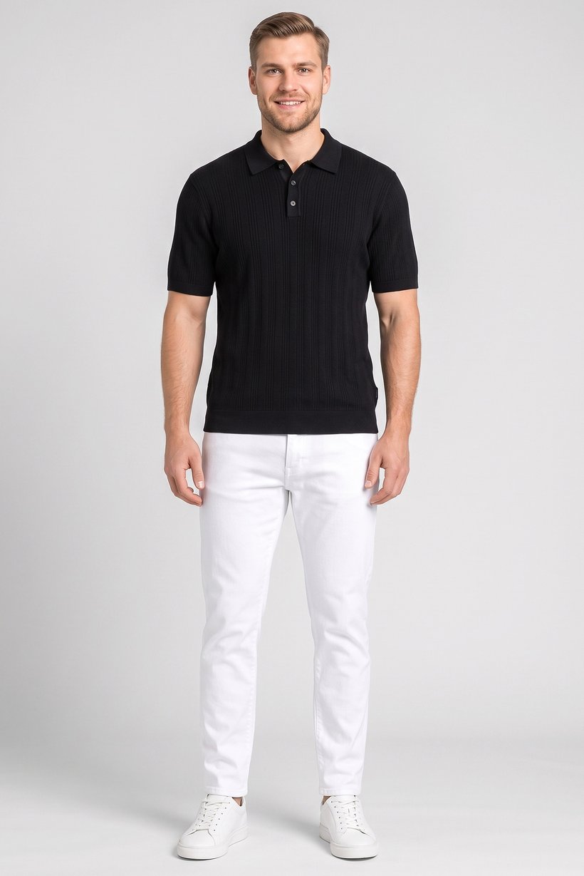 Men Regular Fit Short Sleeve Outdoor Polo Shirt, Black