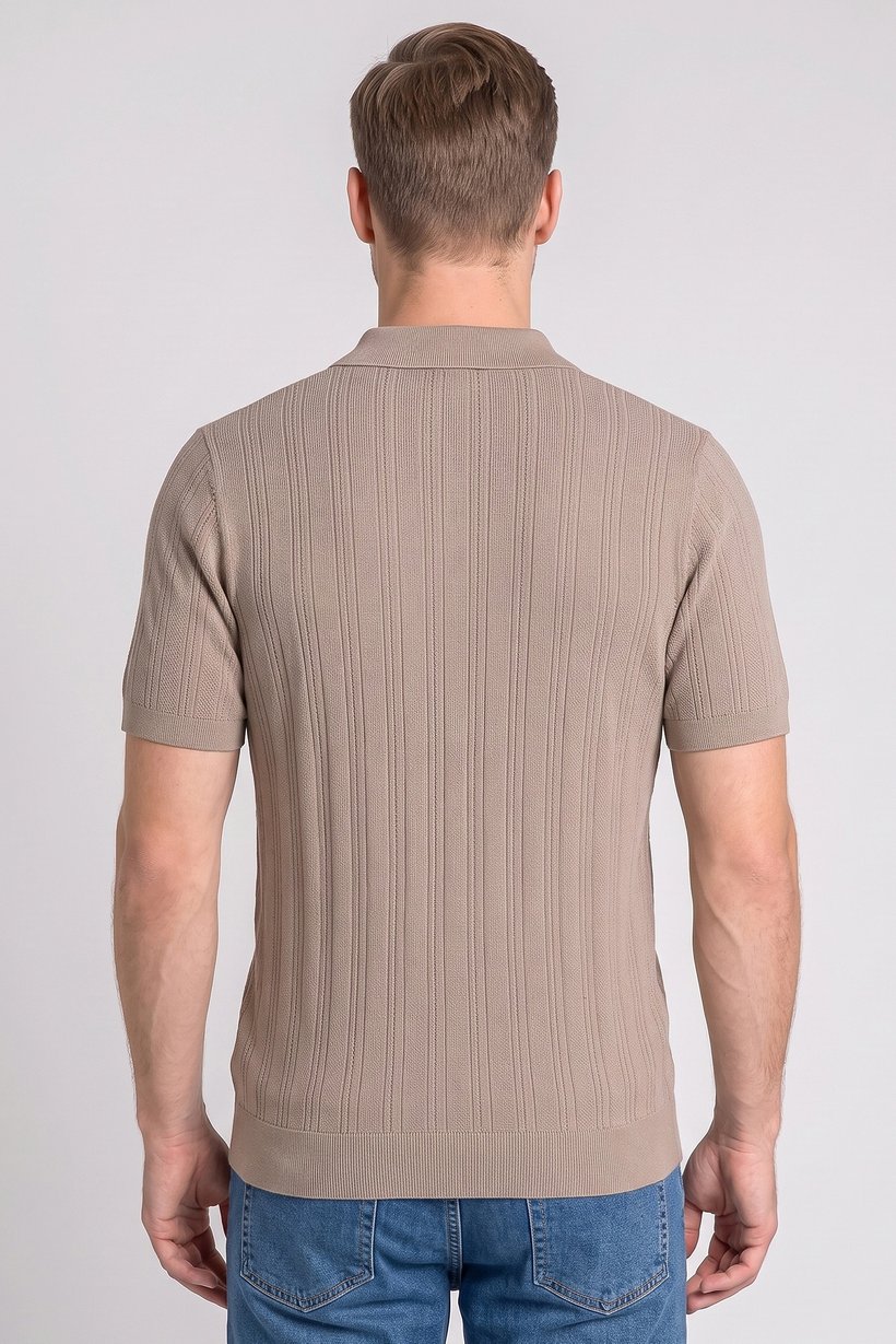 Men Regular Fit Short Sleeve Outdoor Polo Shirt, Taupe