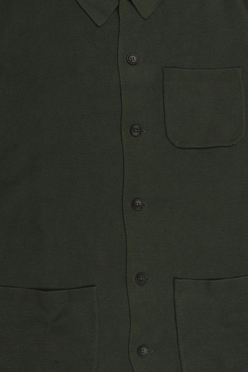 Men Spread Neck Knitted Cardigan, Green
