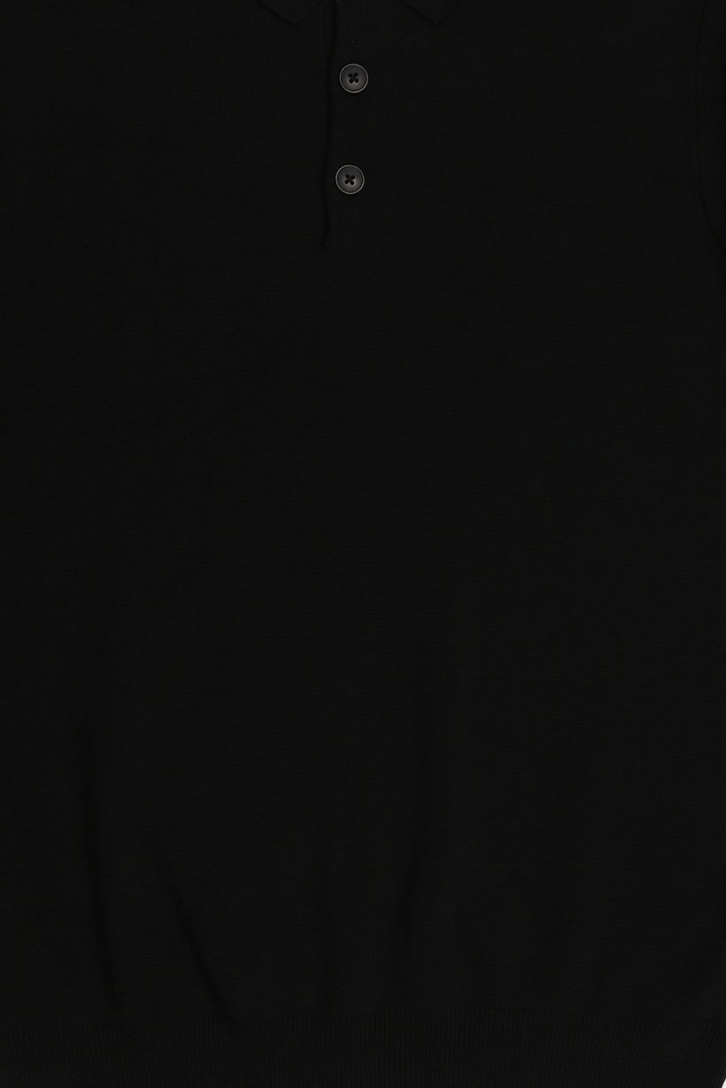 Men Spread Collar Long Sleeve Knitted Polo Shirt, Black