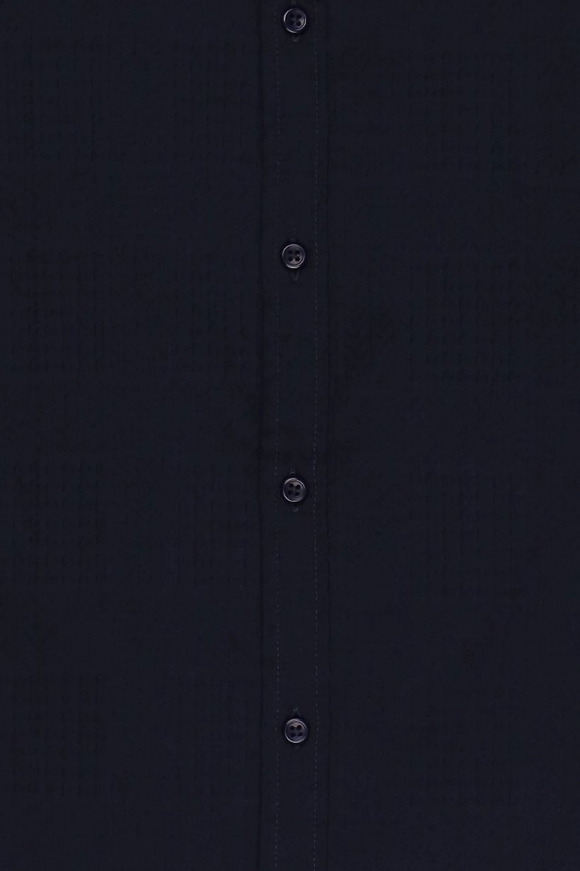 Men Regular Fit Long Sleeve Textured Casual Shirt, Navy