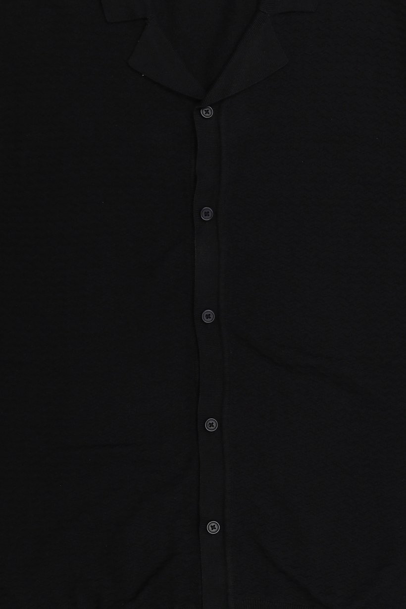 Men Spread Collar Short Sleeve Textured Polo Shirt, Navy