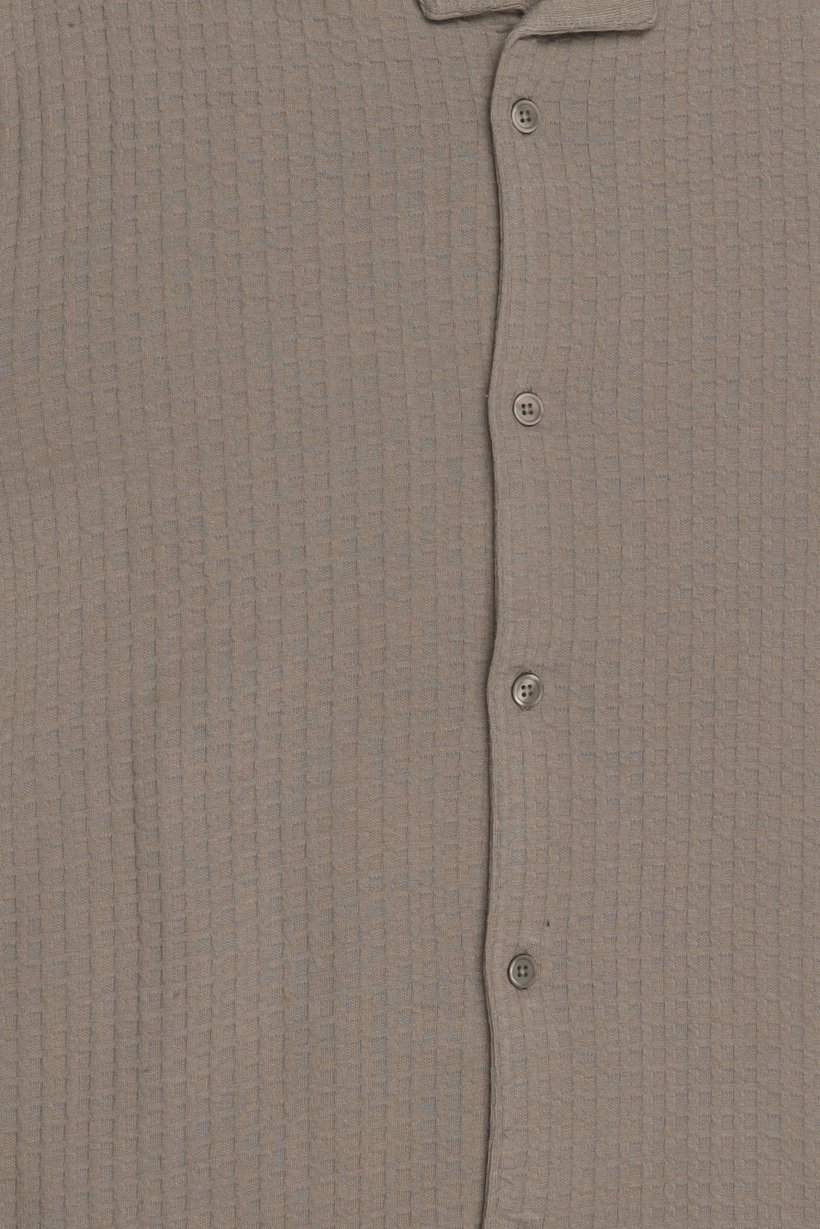 Men Regular Fit Textured Short Sleeve Casual Shirt, Olive