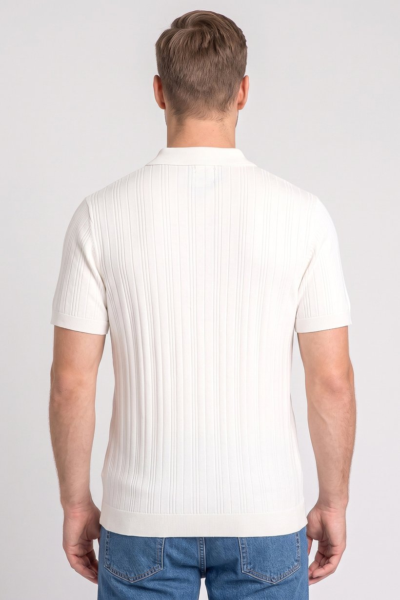 Men Regular Fit Short Sleeve Polo Shirt, Off White
