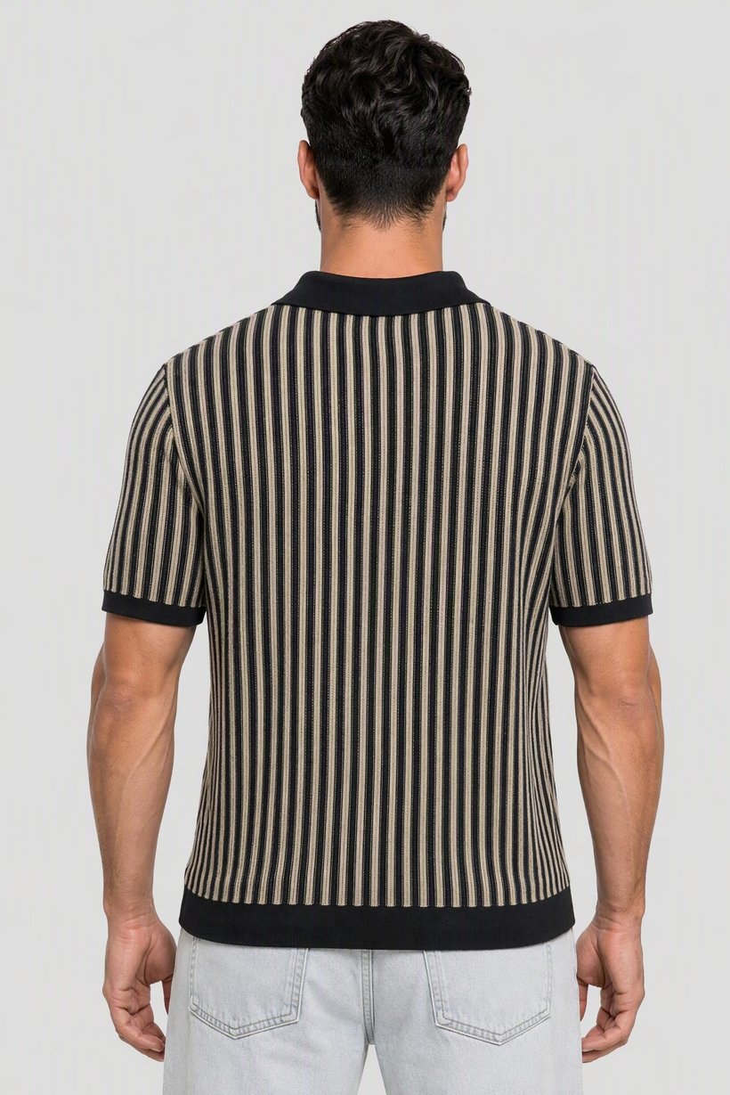 Men Regular Fit Short Sleeve Stripe Polo Shirt, Multicolor