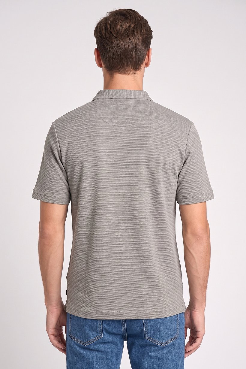 Men Regular Fit Short Sleeve Textured Polo Shirt, Sage Green