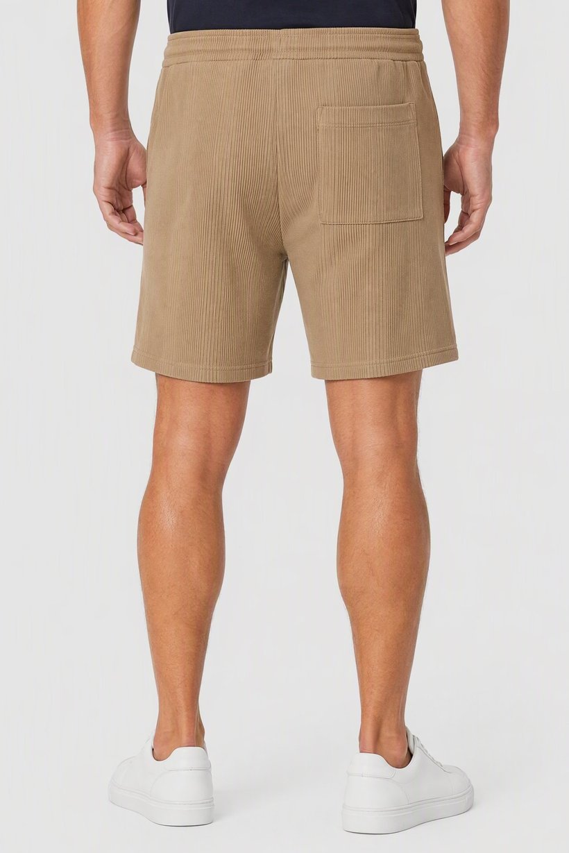 Men Relaxed Fit Textured Basic Short, Light Tan