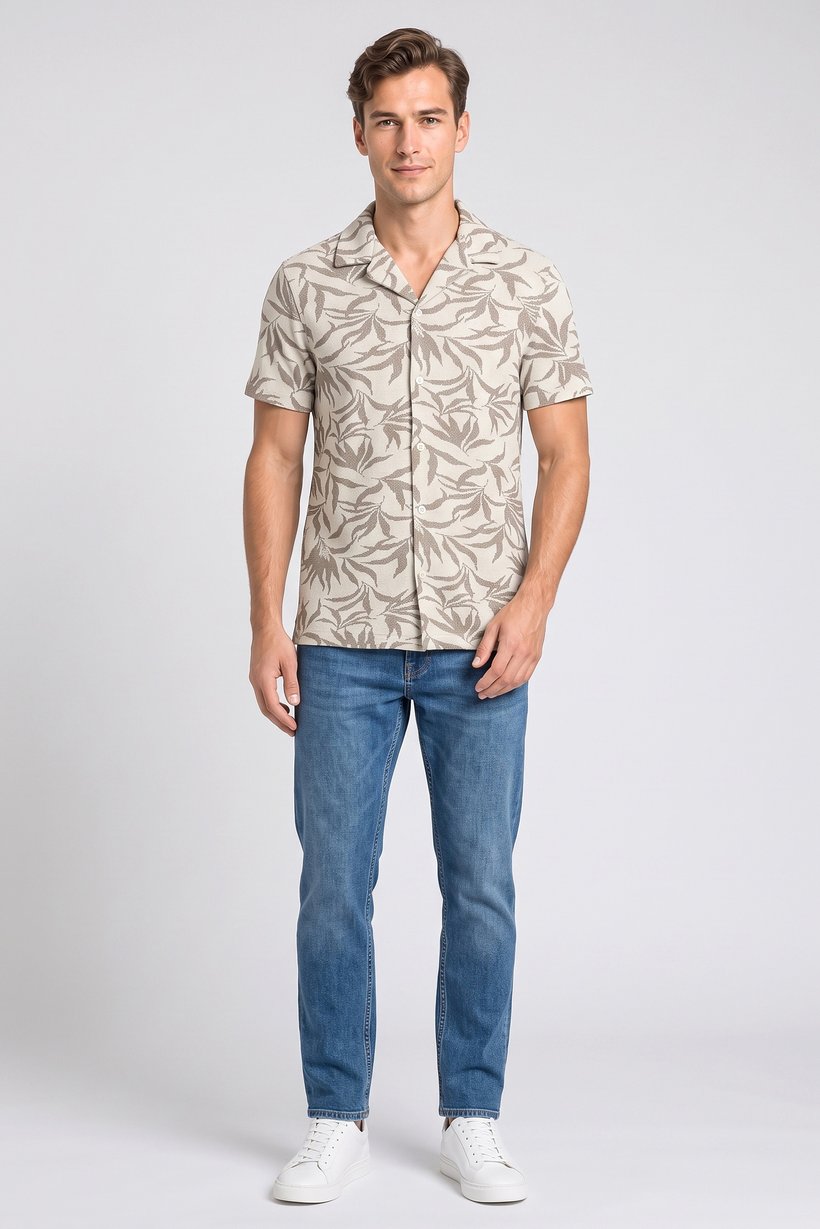 Men Relaxed Fit Allover Print Short Sleeve Casual Shirt, Multicolor