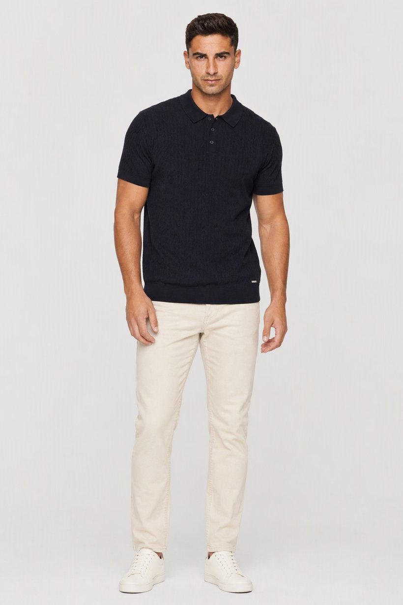 Men Regular Fit Brand Logo Short Sleeve Polo Shirt, Navy