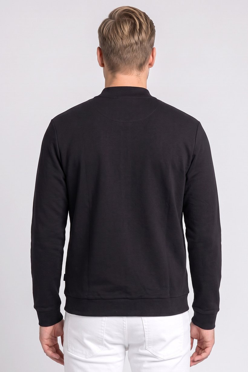 Men Plain Bomber Jacket, Black