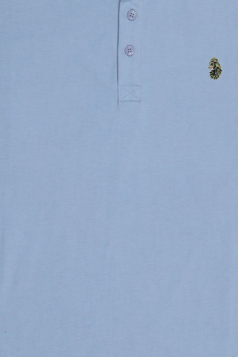 Men Sportswear Fit Short Sleeve Outdoor Polo Shirt, Sky Blue