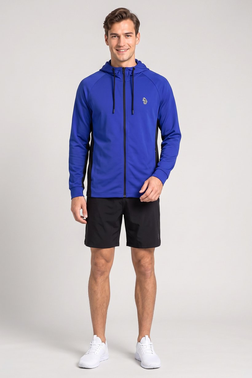 Men Sportswear Fit Long Sleeve Full Zip Training Hoodie, Blue