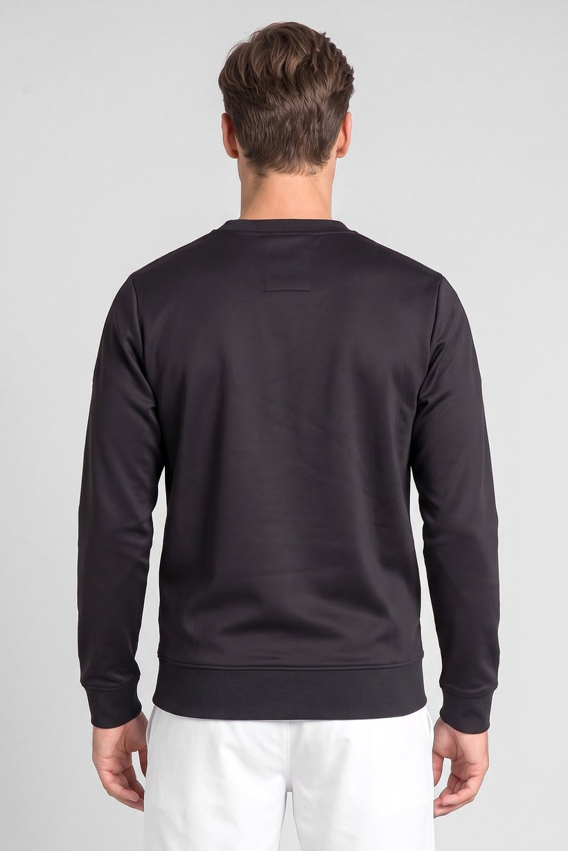 Men Crew Neck Brand Logo Long Sleeve Outdoor Sweatshirt, Black