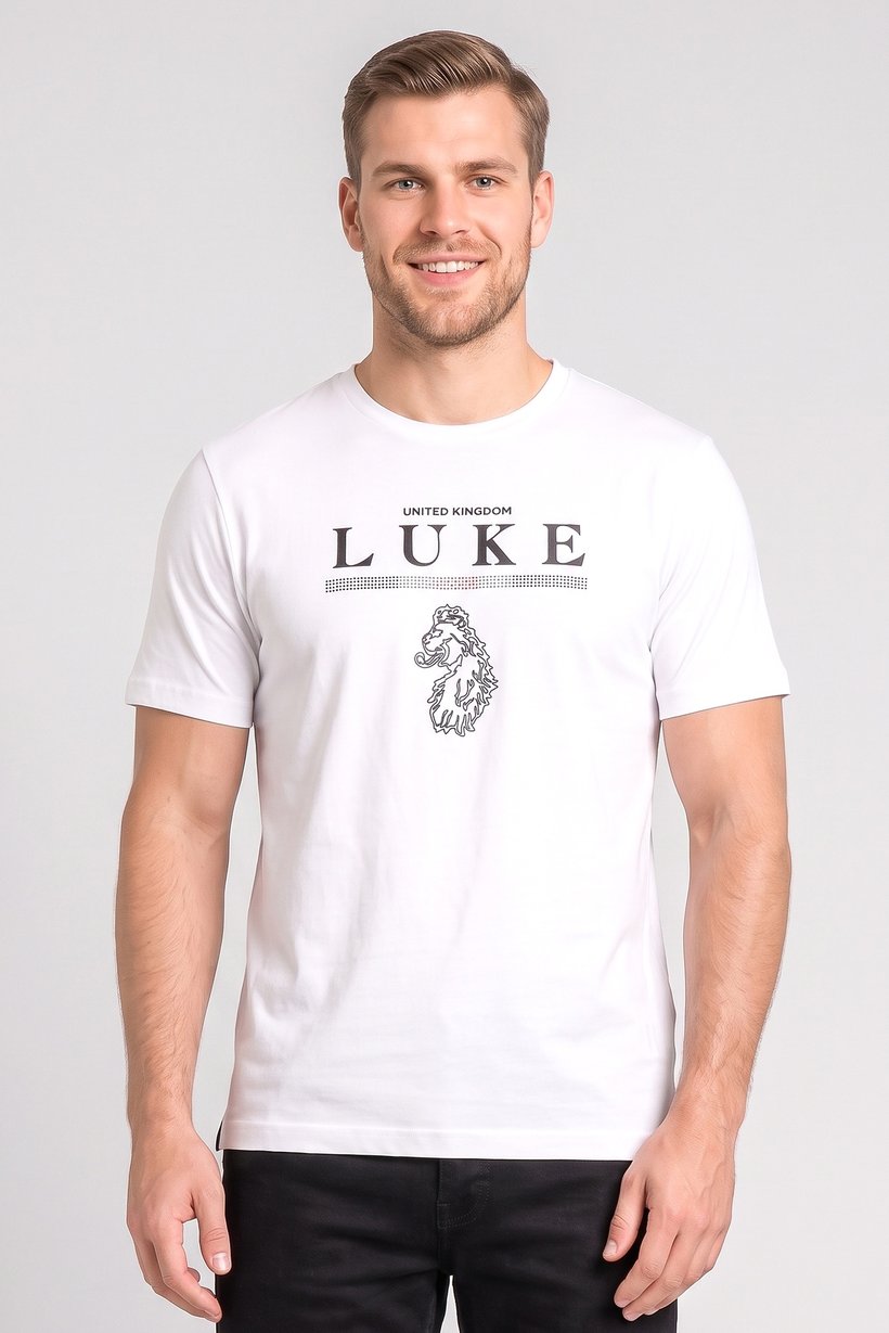Men Crew Neck Short Sleeve Graphic Print T-Shirt, White