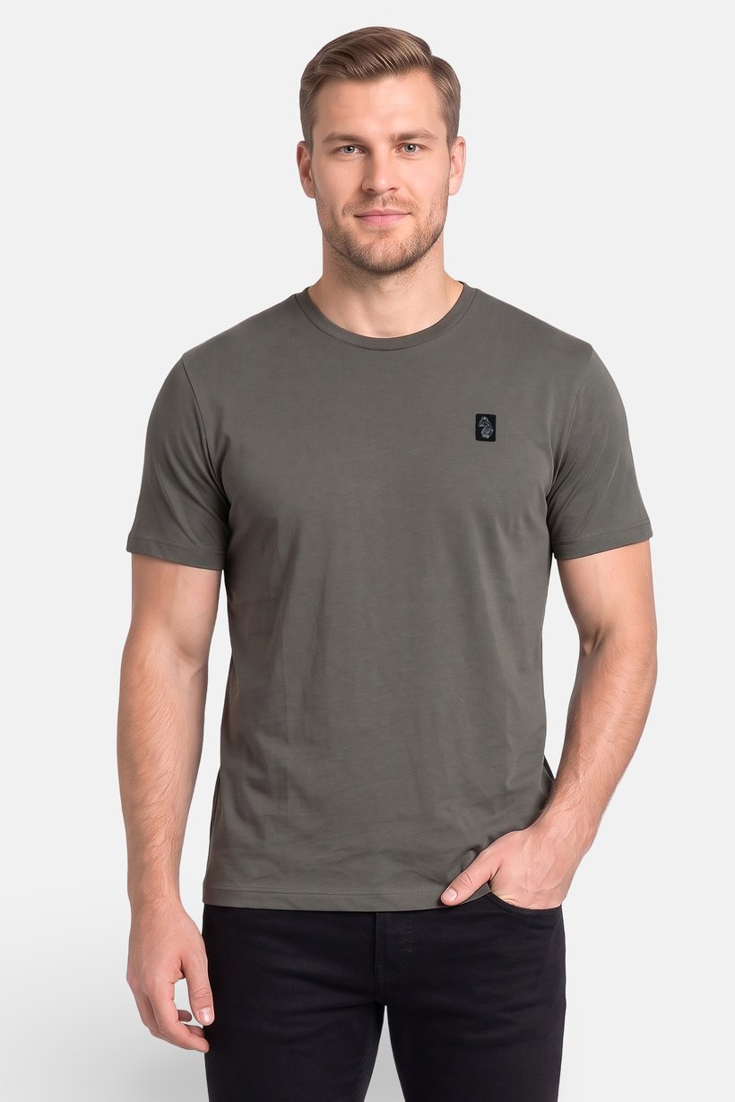 Men Crew Neck Short Sleeve Brand Logo T-Shirt, Green