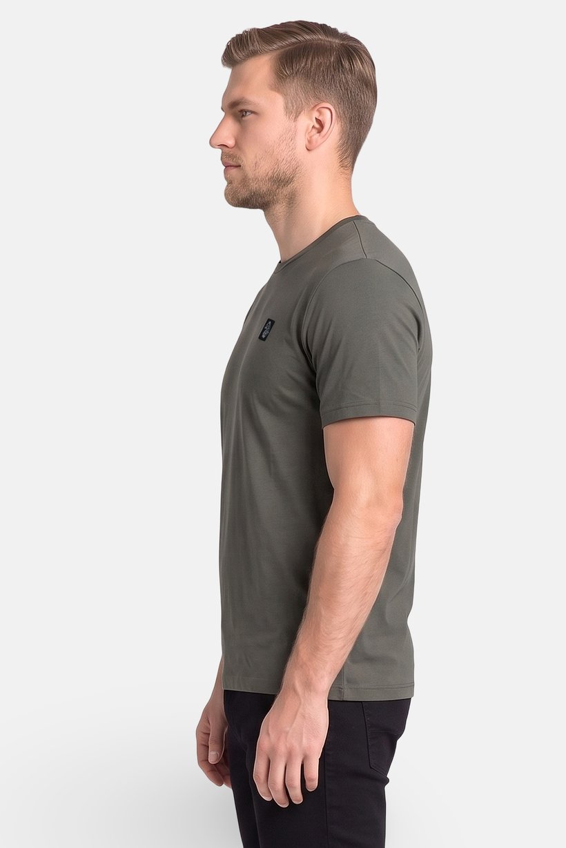 Men Crew Neck Short Sleeve Brand Logo T-Shirt, Green