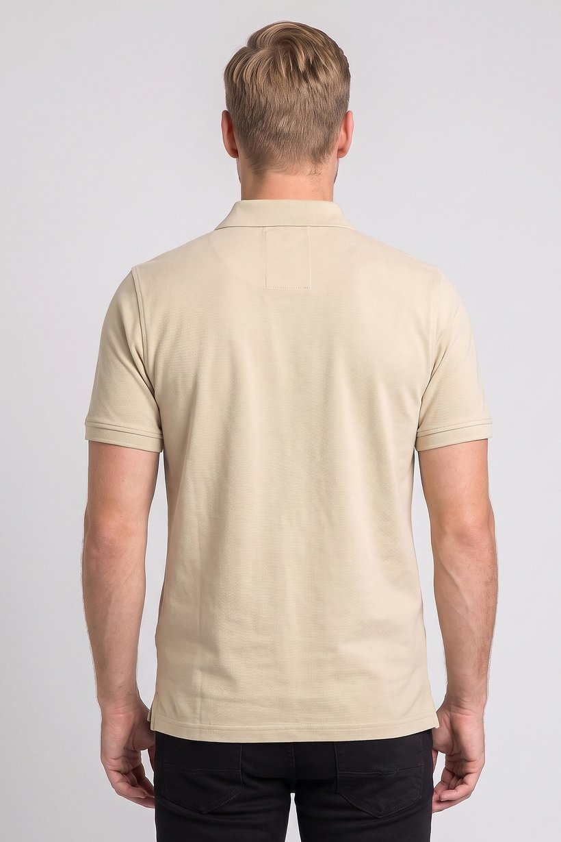 Men Sportswear Fit Short Sleeve Outdoor Polo Shirt, Beige