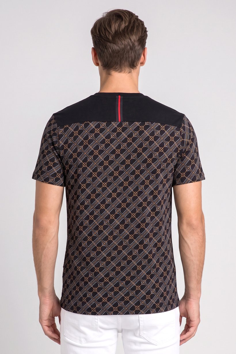 Men Crew Neck Short Sleeve Allover Print T-Shirt, Multicolor