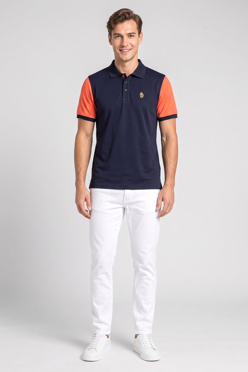 Men Sportswear Fit Short Sleeve Outdoor Polo Shirt, Multicolor