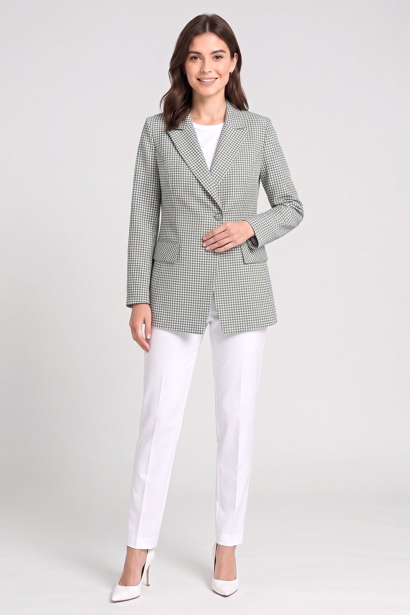 Women Regular Fit Micro Checkered Casual Blazer, Multicolor