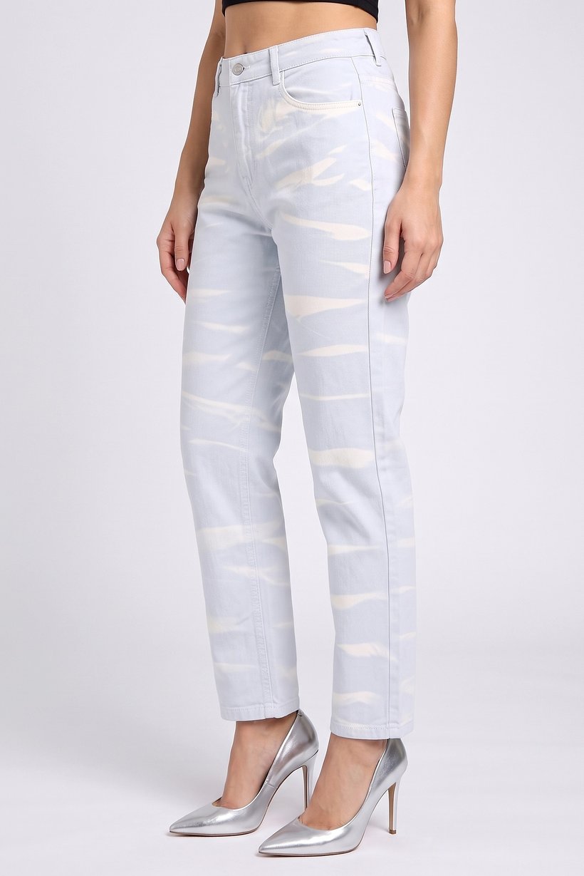 Women Regular Fit Tie Dye Non-Stretchable Jeans, Light Blue