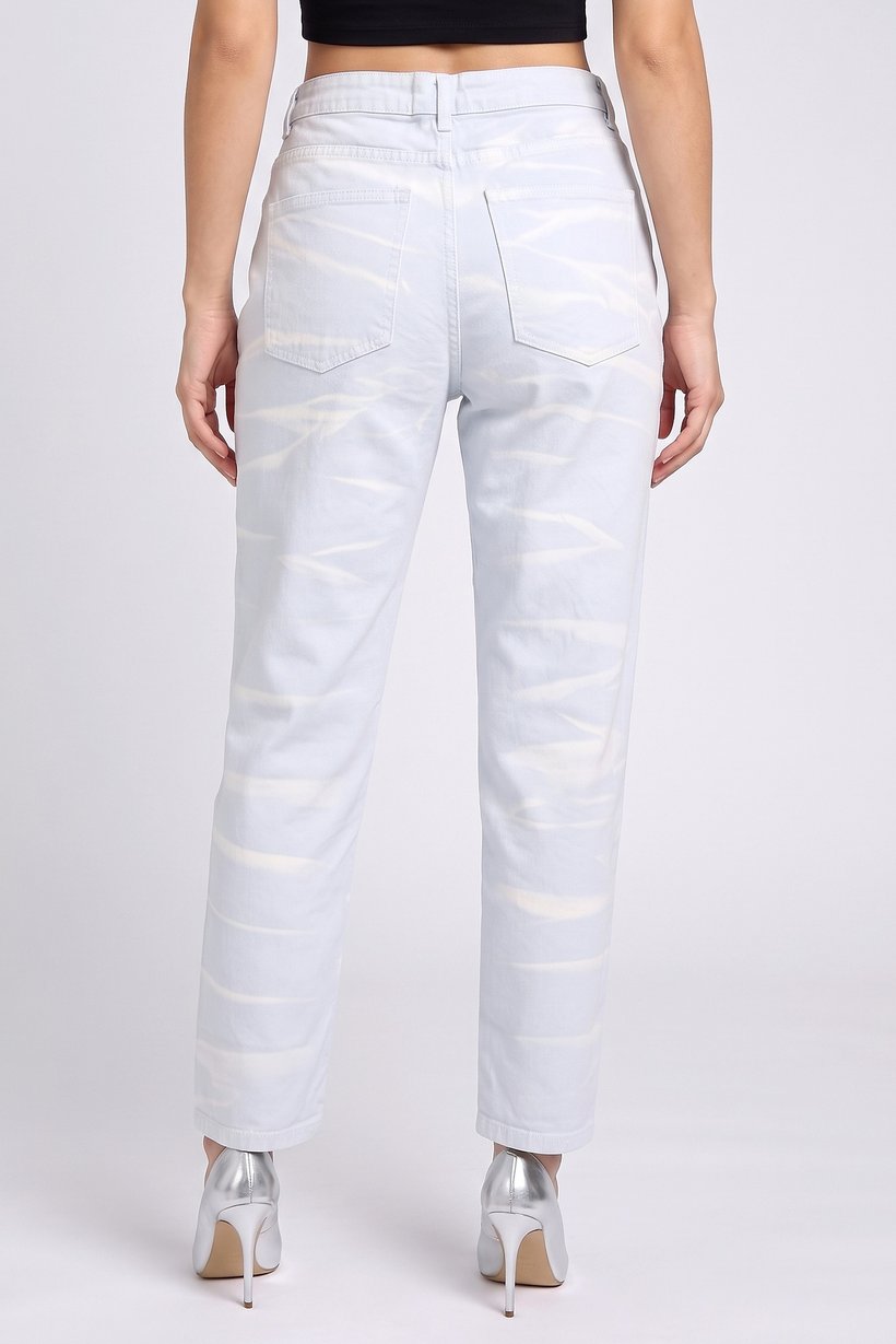 Women Regular Fit Tie Dye Non-Stretchable Jeans, Light Blue