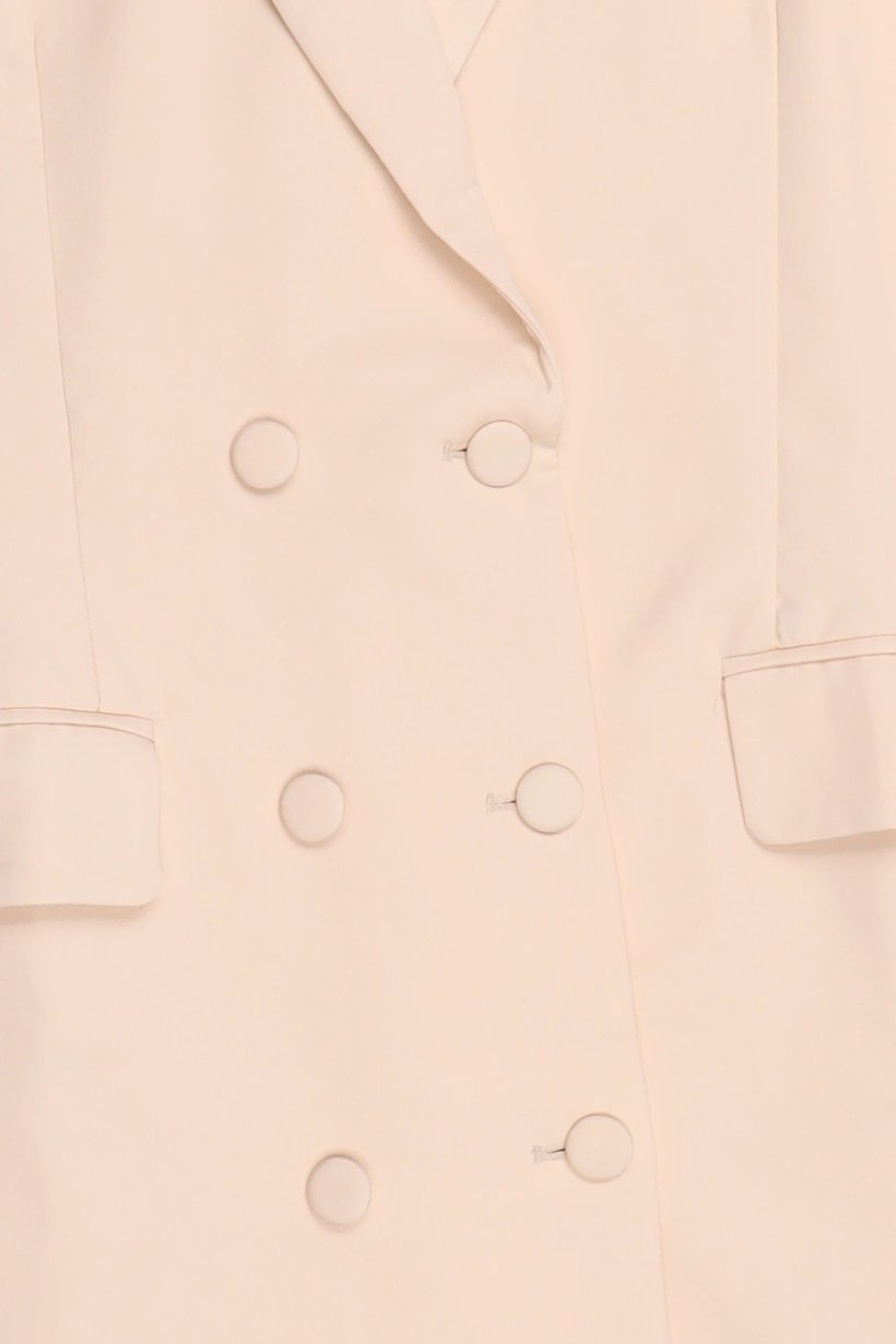 Women Solid Blazer Dress, Cream