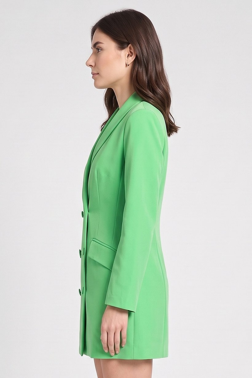 Women Solid Blazer Dress, Green