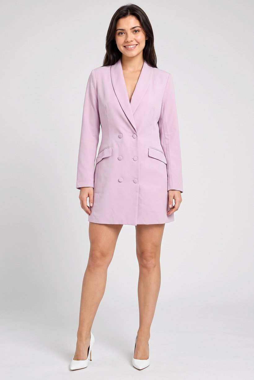 Women Solid Blazer Dress, Lilac