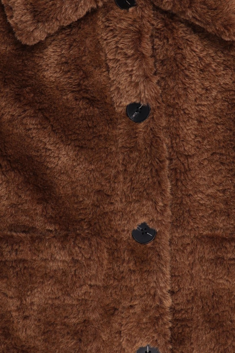 Women Textured Sherpa Jacket, Brown
