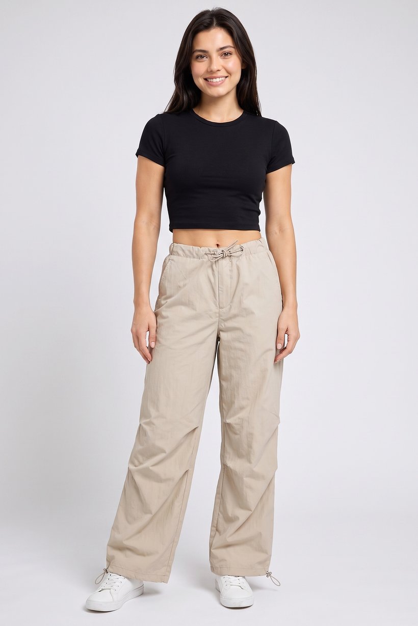 Women Regular Fit Plain Jogger Pants, Beige