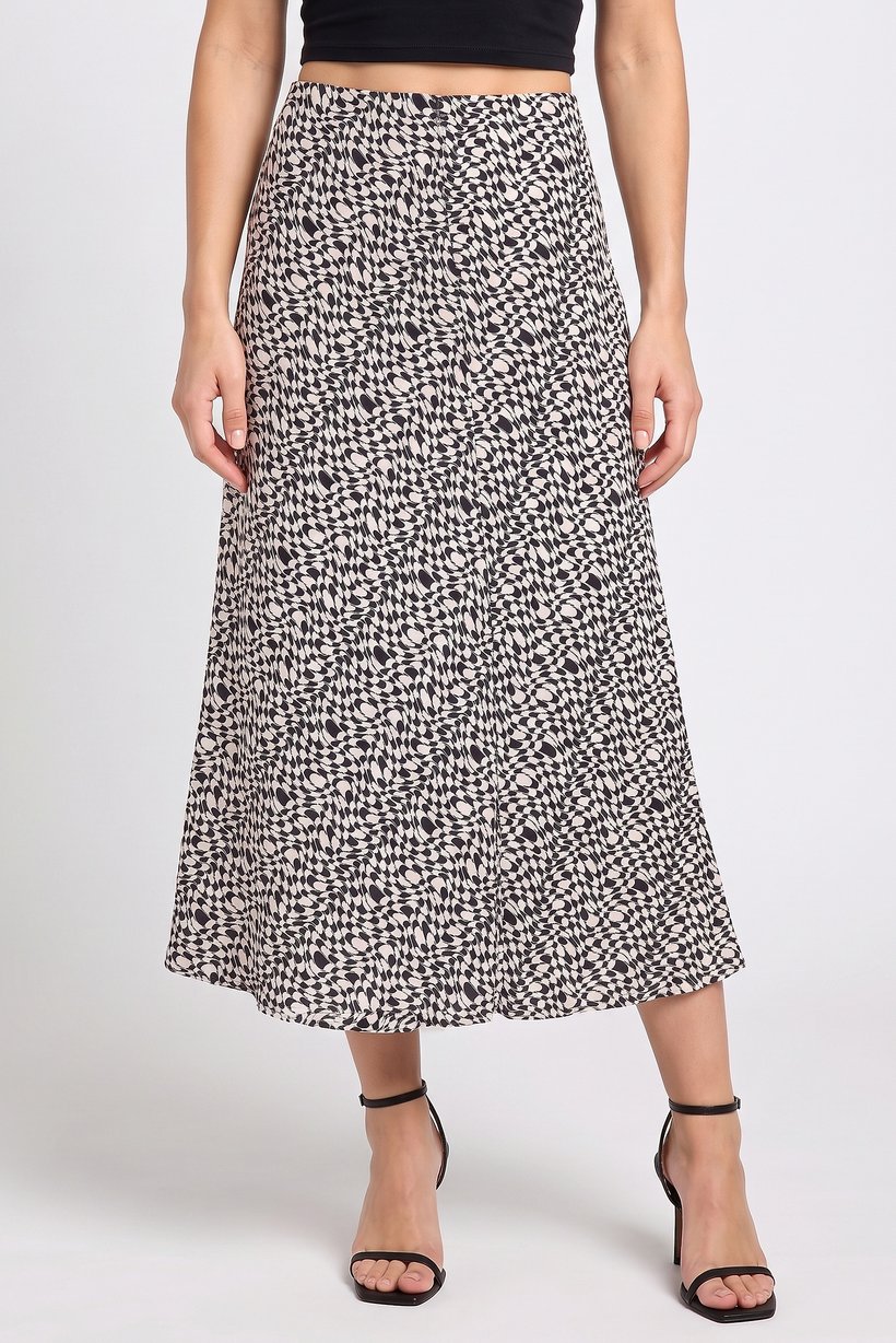 Women Allover Print Midi Skirts, Multicolor