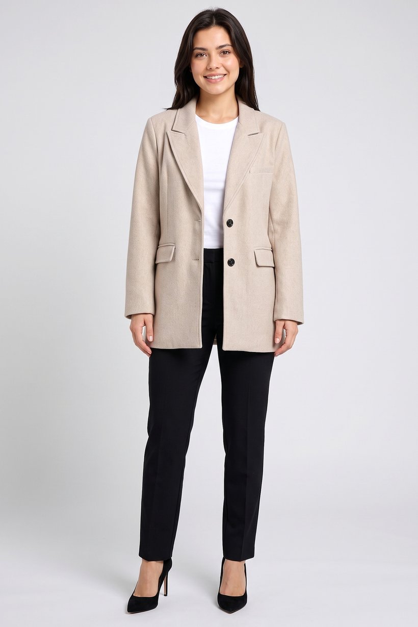 Women Regular Fit Textured Casual Blazer, Beige