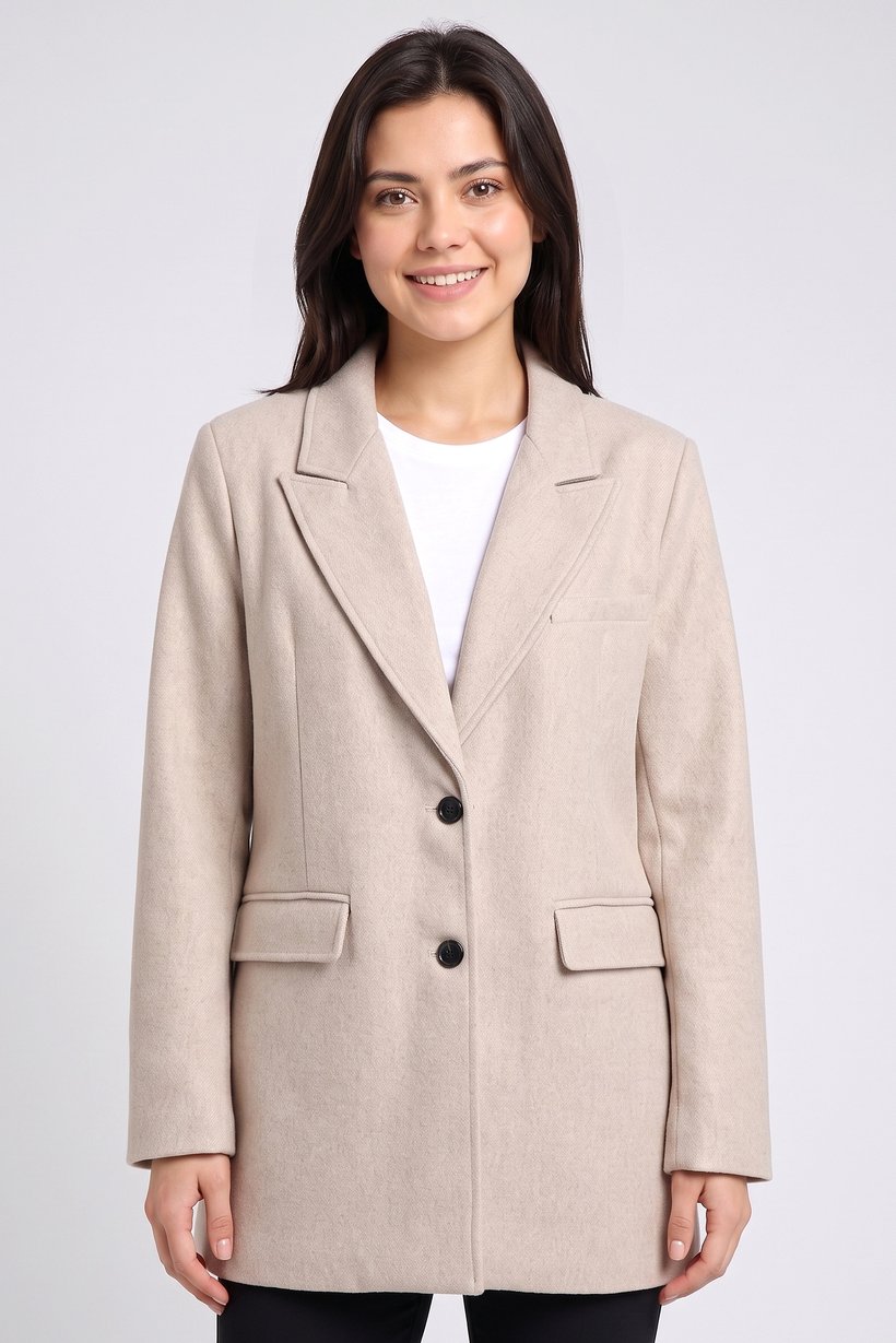 Women Regular Fit Textured Casual Blazer, Beige