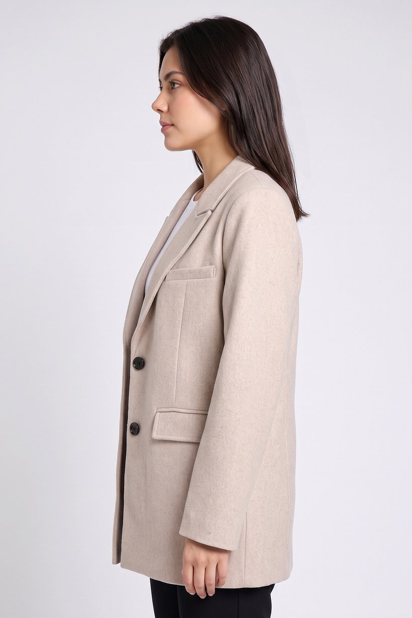 Women Regular Fit Textured Casual Blazer, Beige