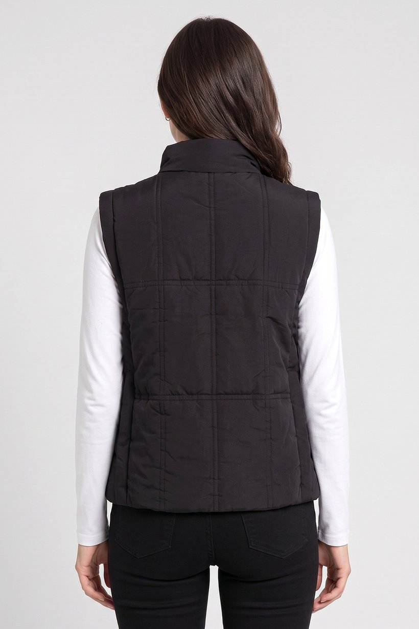 Women Quilted Vest Jacket, Black